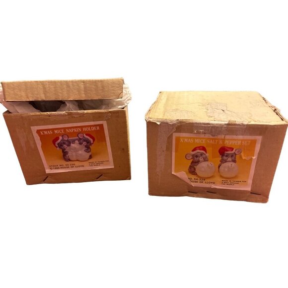 House Of Lloyd 1986 Christmas Around The World Mouse Salt & Pepper Shakers With - Picture 8 of 9